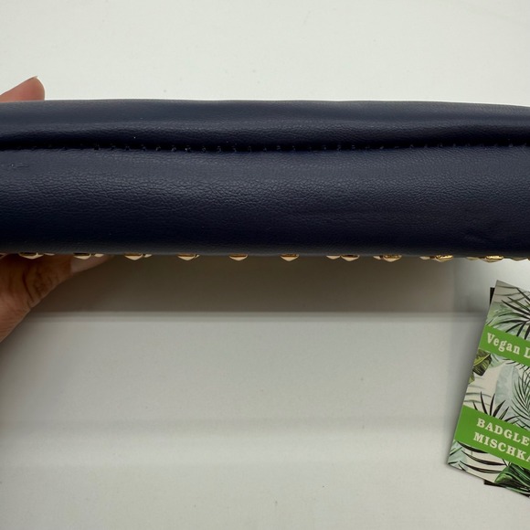 Badgley Mischka Navy Vegan Leather Studded Wristlet Small Purse Wallet $59 - Picture 10 of 13